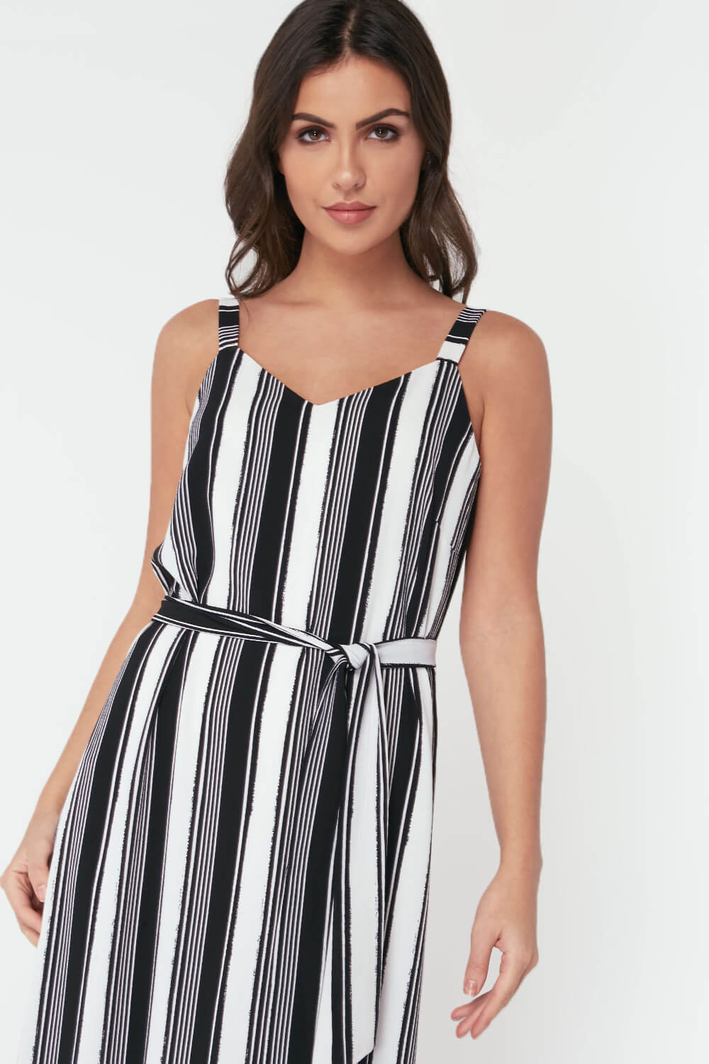 White Monochrome Stripe Maxi Dress, Image 3 of 4