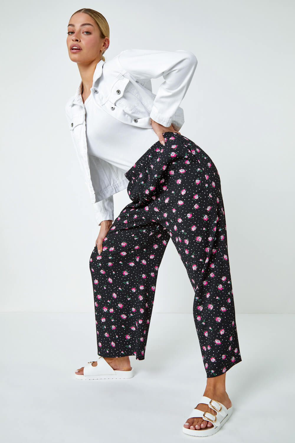 Ditsy Floral Print Stretch Culottes