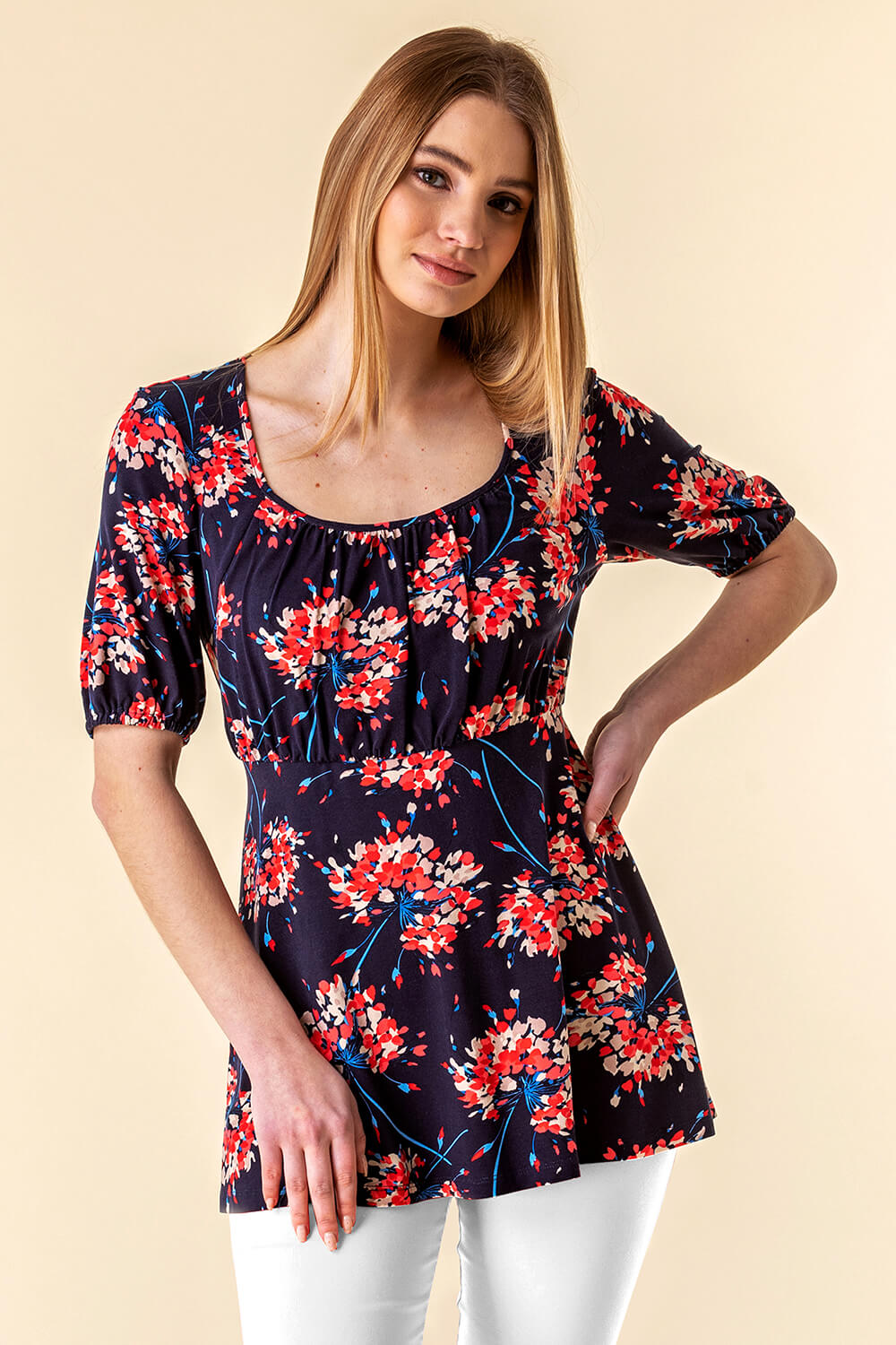Gathered Front Floral Top