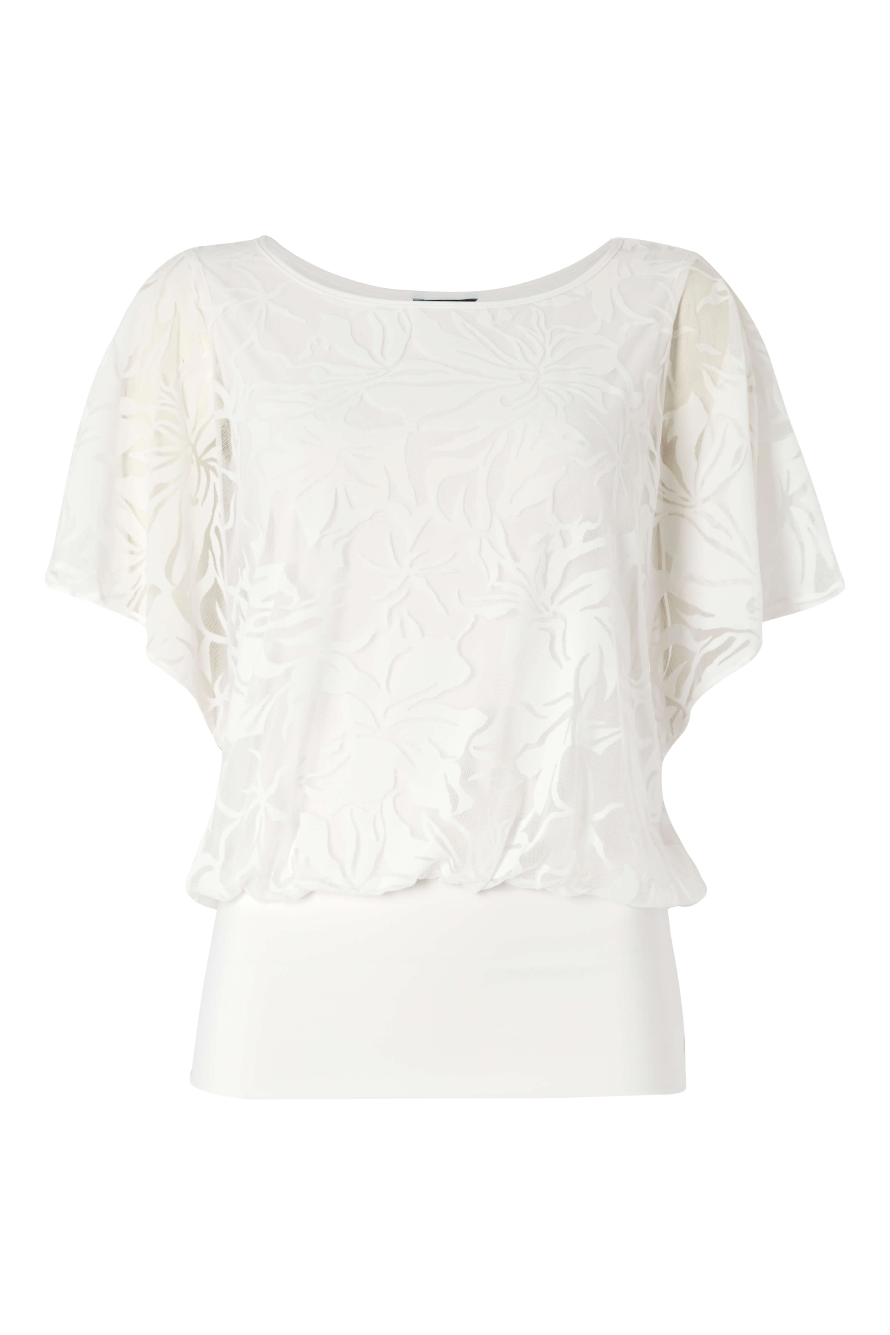 Ivory  Floral Double Layer Burnout Print Top, Image 4 of 4