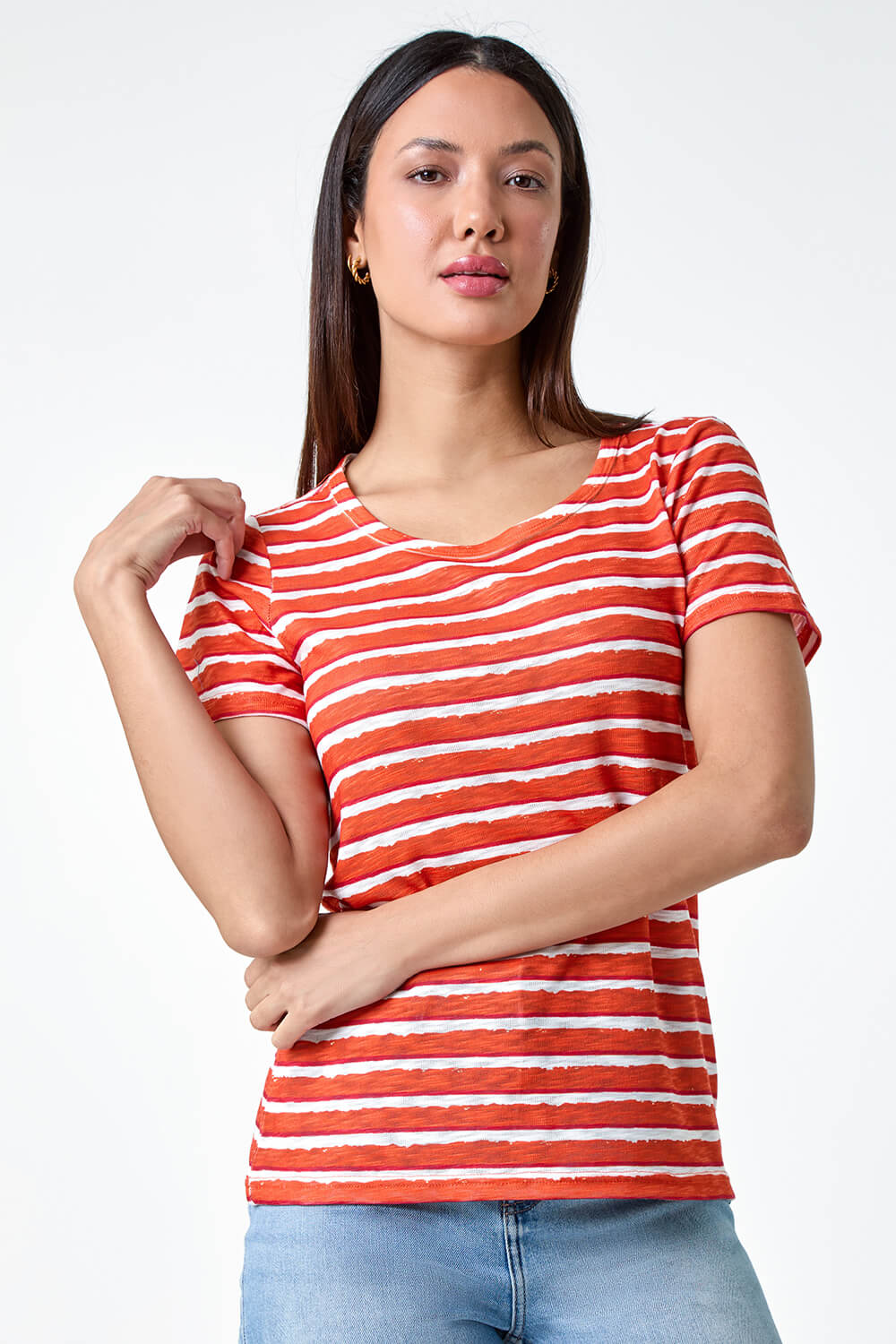 ORANGE Burnout Stripe Print T-Shirt, Image 4 of 5