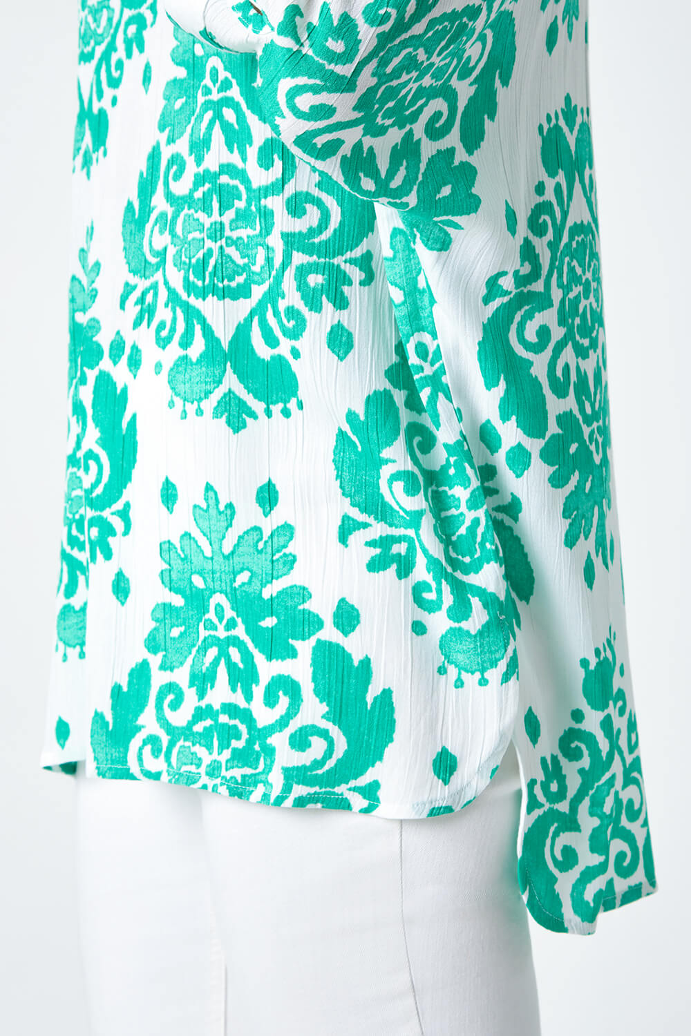 Green Textured Paisley Print Tunic Top, Image 5 of 5