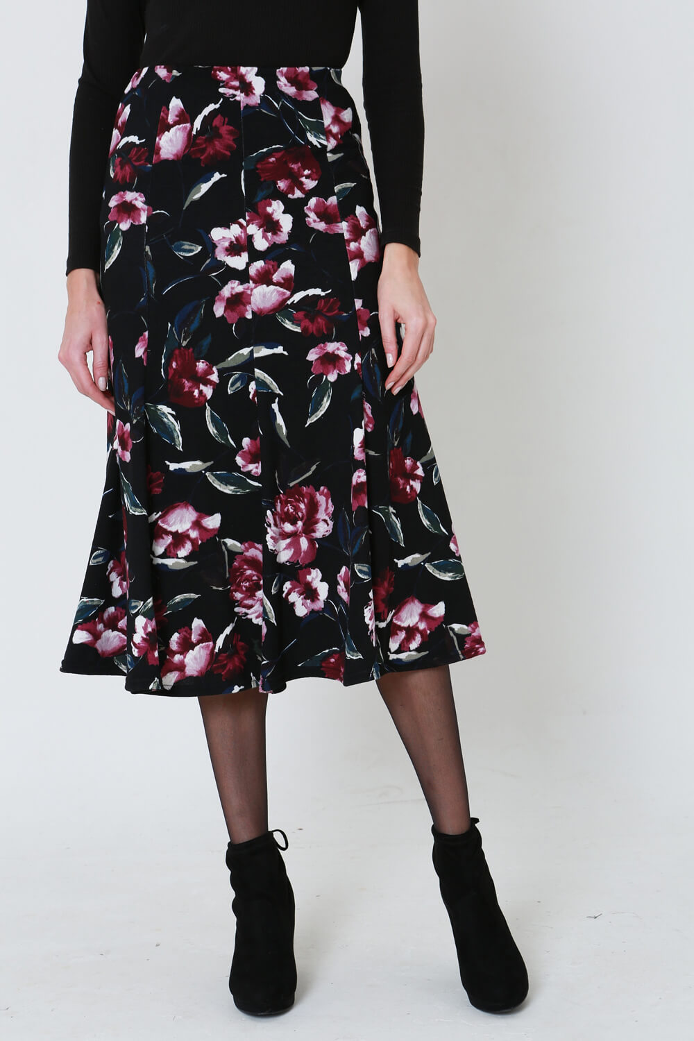 MAGENTA Julianna Floral Printed Midi Skirt, Image 4 of 4