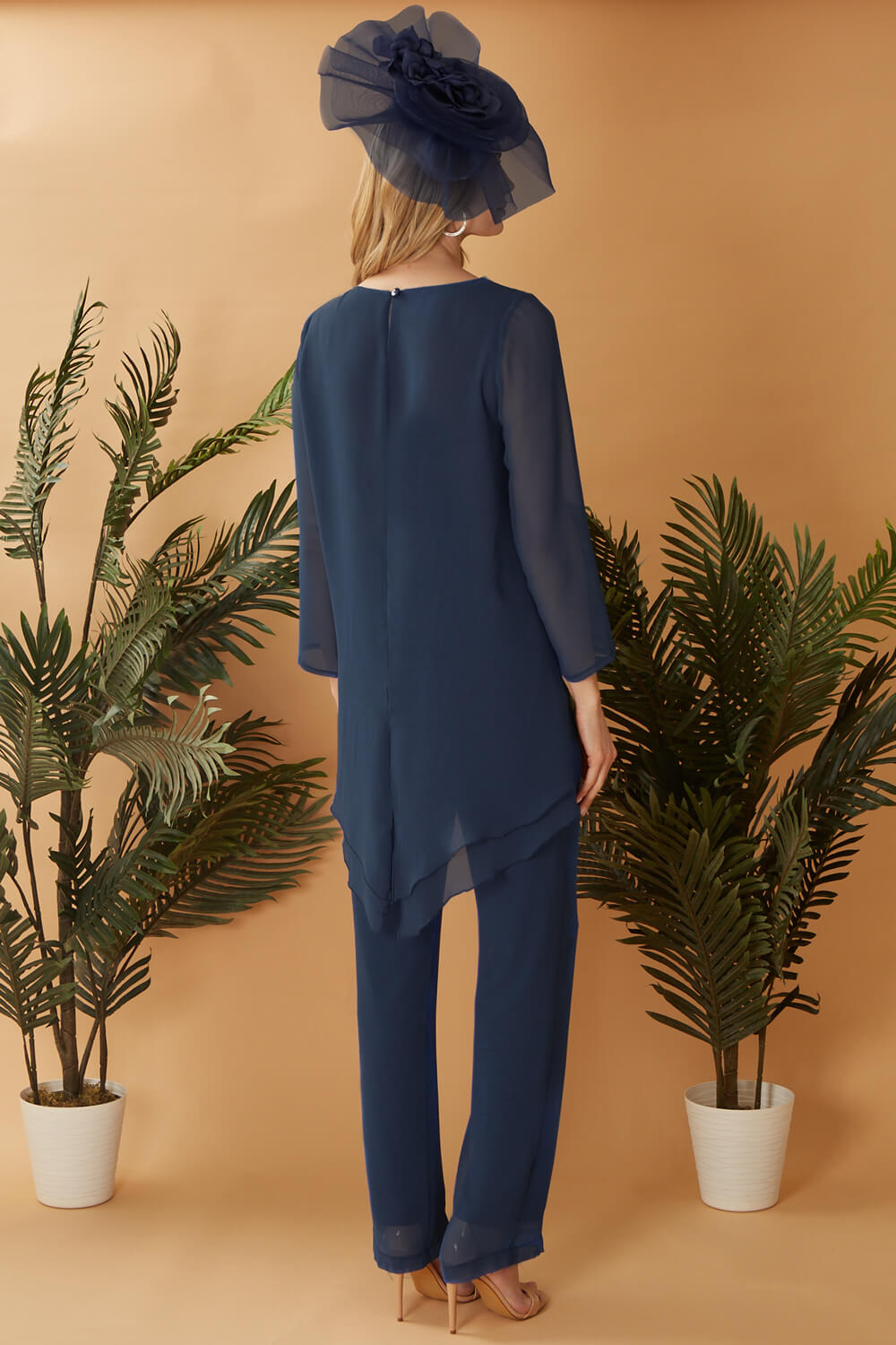 Elegant Navy Blue Trouser Suit for Women  Ideal for Wedding Guests   Cerrura Fashions