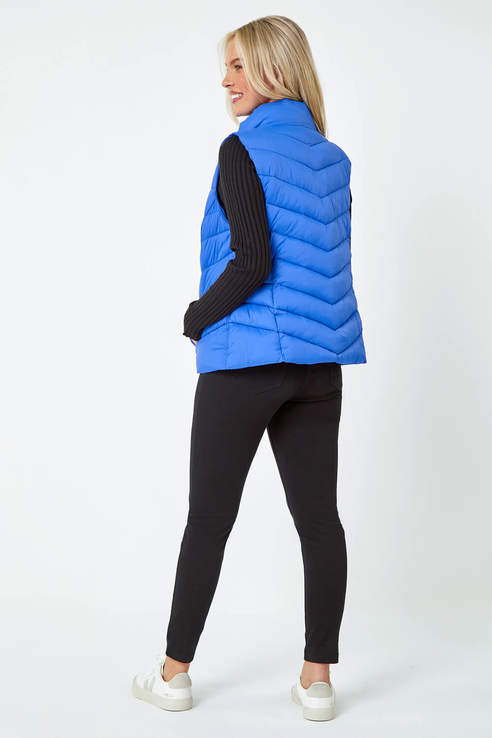 Royal Blue Petite Quilted Padded Gilet, Image 3 of 5