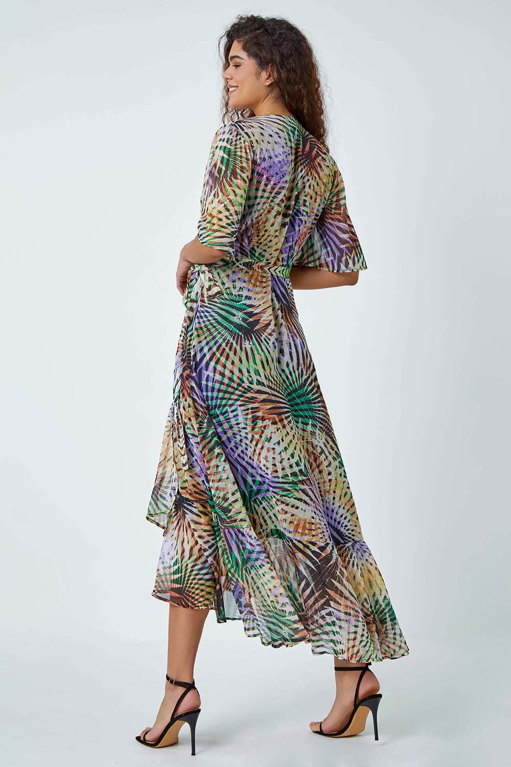 Multi  Abstract Print Maxi Wrap Dress, Image 3 of 5