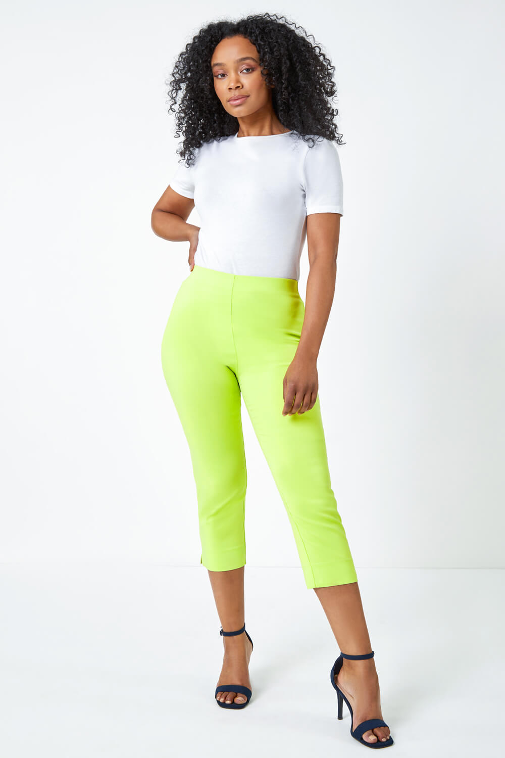 Lime Petite Cropped Stretch Trouser, Image 4 of 5