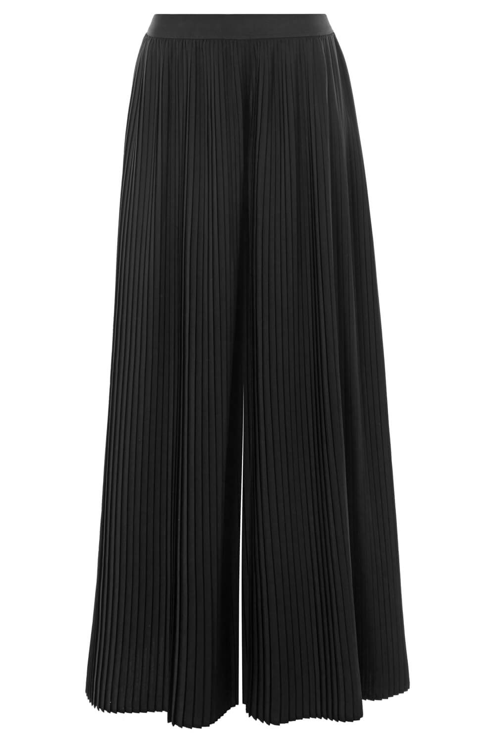 Black Pleated Wide Leg Trousers, Image 5 of 5