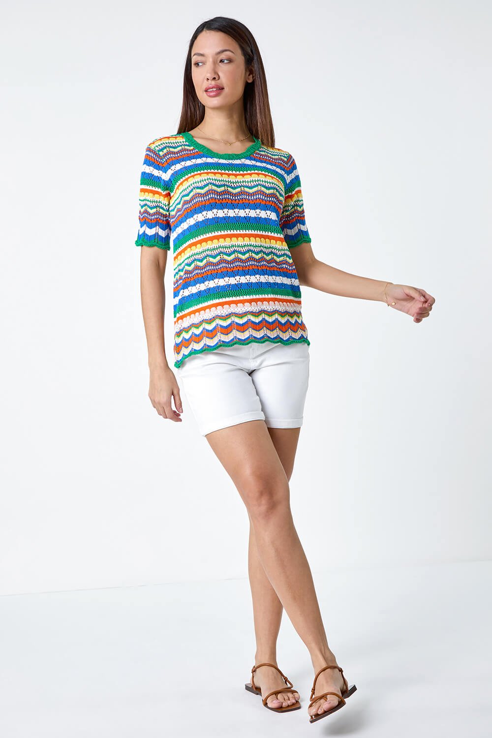 Wave Print Knitted Cotton Top