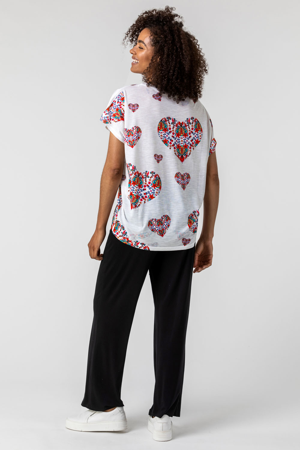 Ivory  Floral Heart Print Top, Image 2 of 4