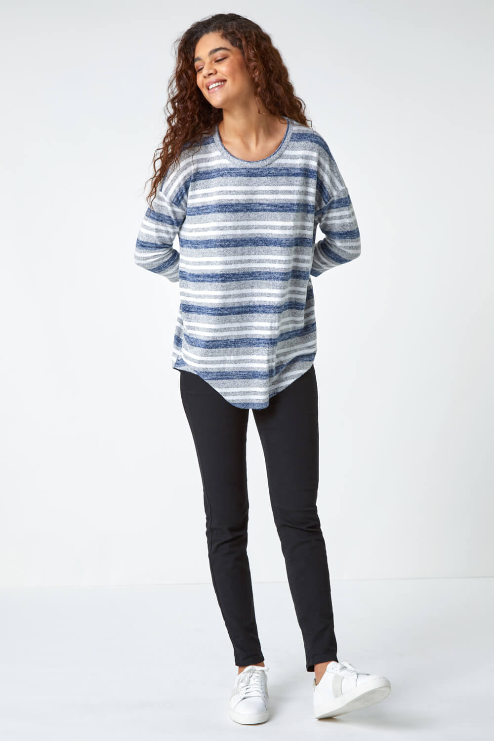 Stripe Print Stretch Jersey Top