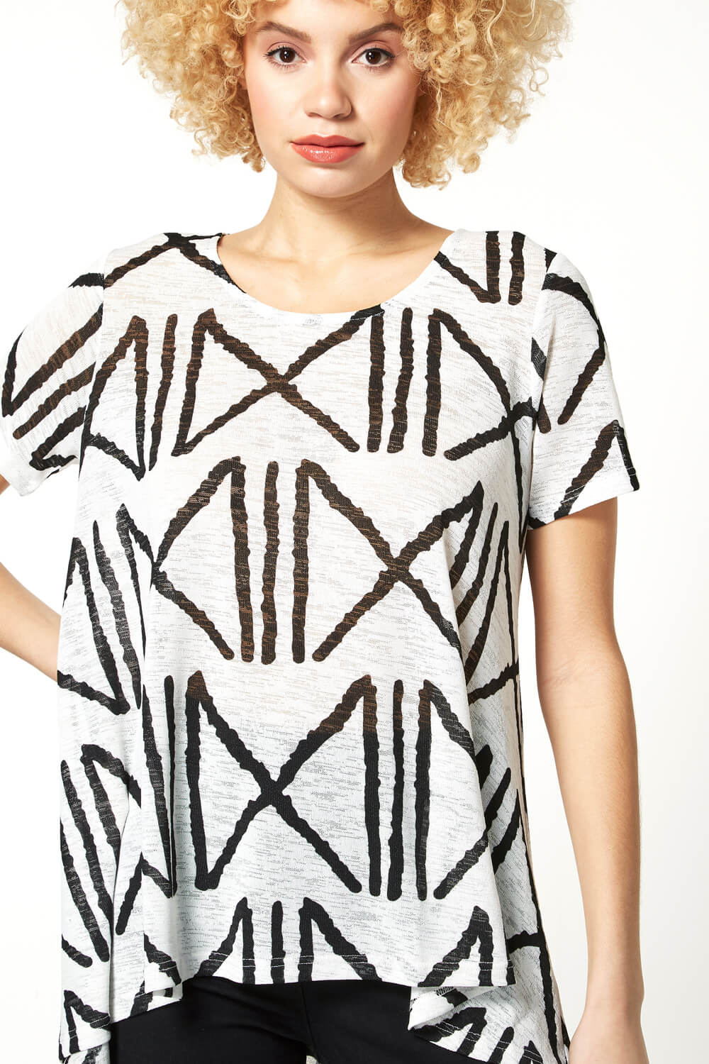 Ivory  Graphic Line Print T-Shirt, Image 4 of 5