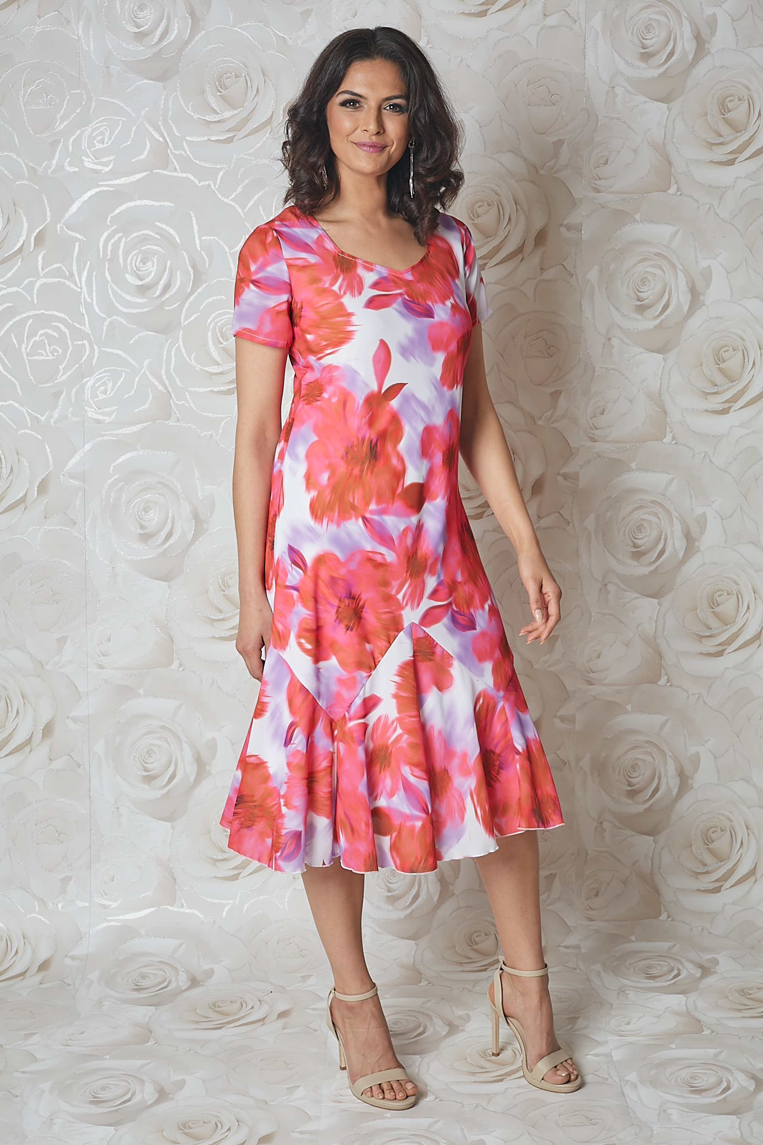 CERISE Julianna Floral Bias Cut Midi Dress, Image 2 of 3