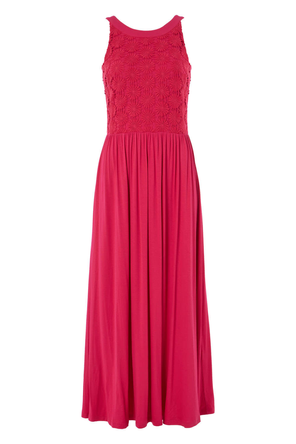 Lace Bodice Jersey Maxi Dress in Pink - Roman Originals UK