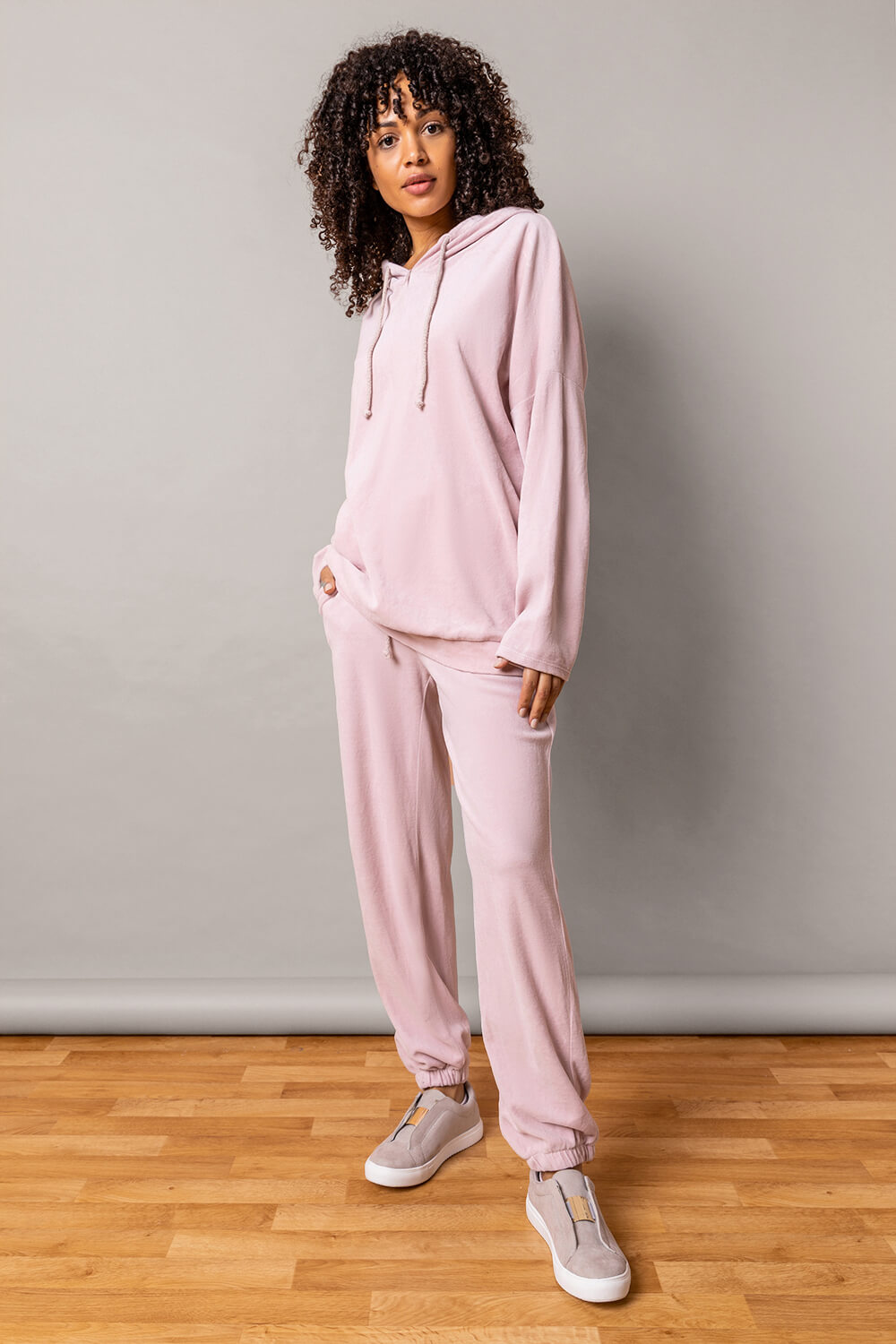 Light Pink Velour Lounge Drawcord Joggers, Image 4 of 4
