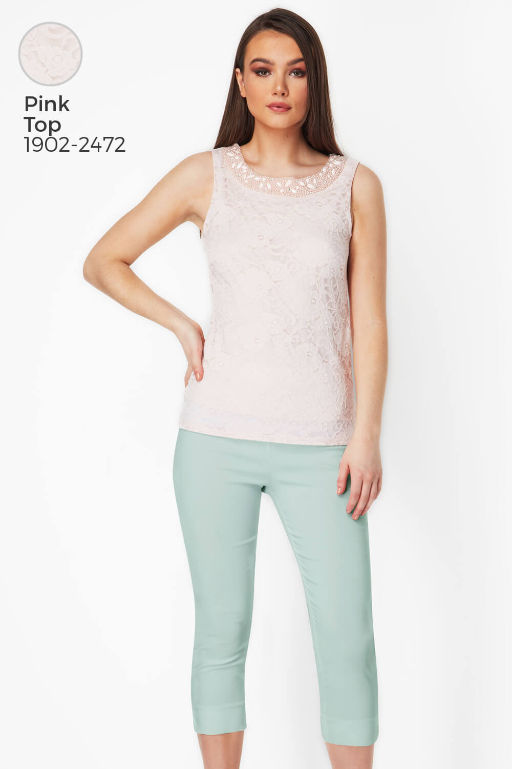 Mint Green Cropped Stretch Trouser, Image 6 of 7