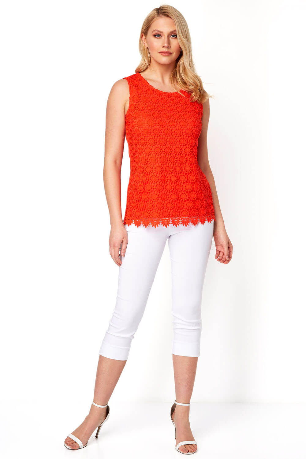 ORANGE Lace Jersey Top, Image 2 of 9