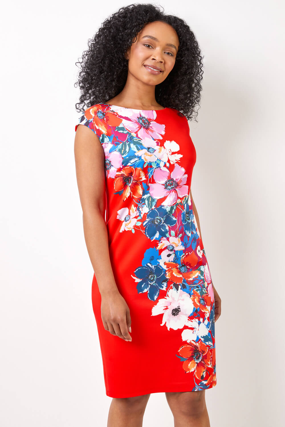 Petite Floral Print Premium Stretch Dress