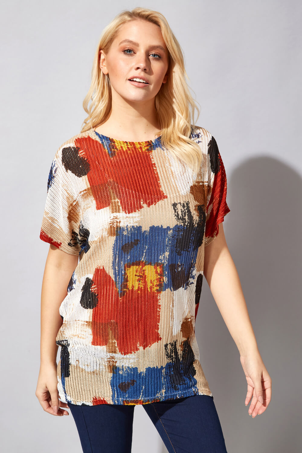 Multi  Abstract Print Oversized T-Shirt, Image 2 of 4