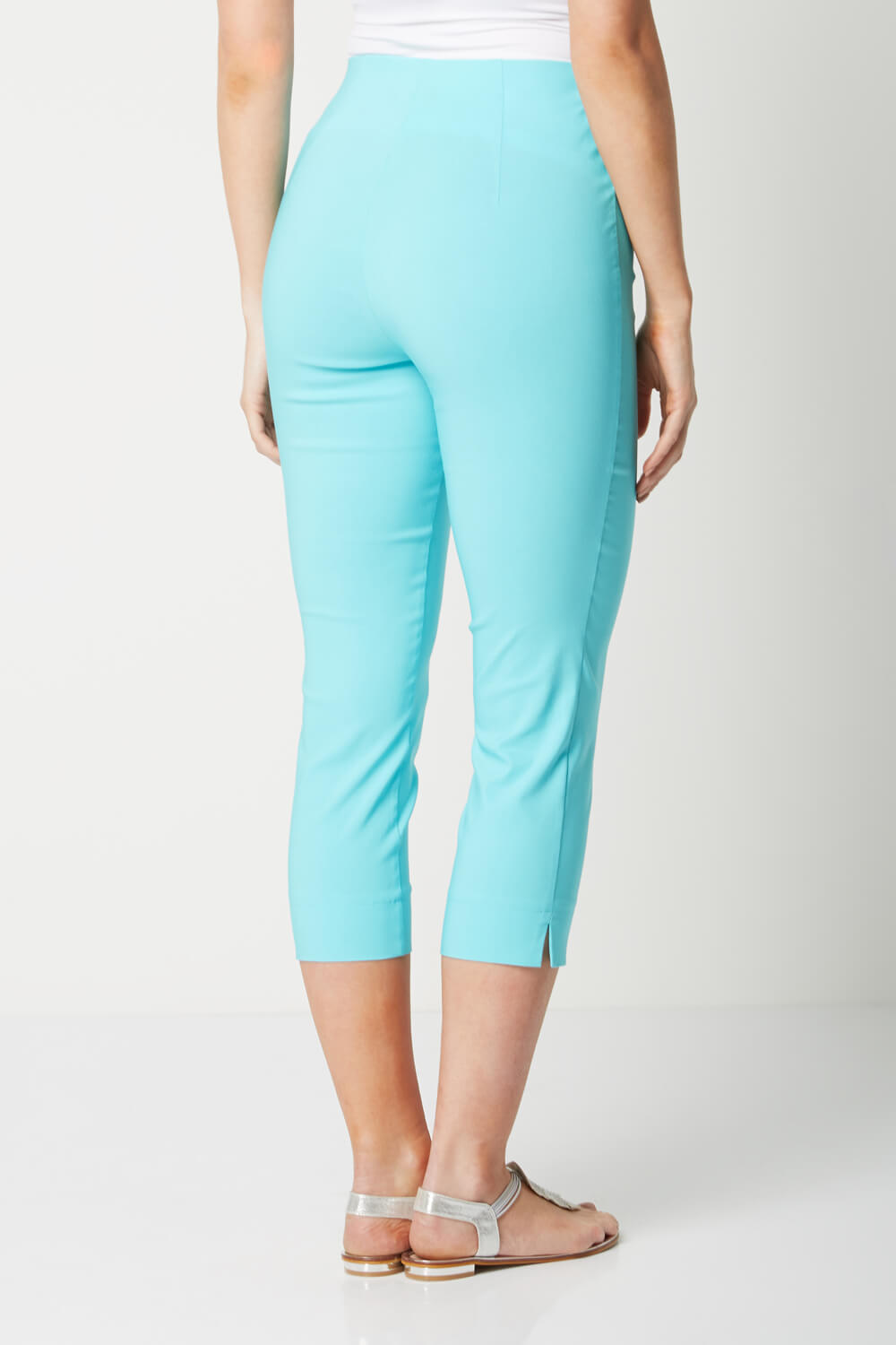 Turquoise Cropped Stretch Trouser, Image 2 of 3