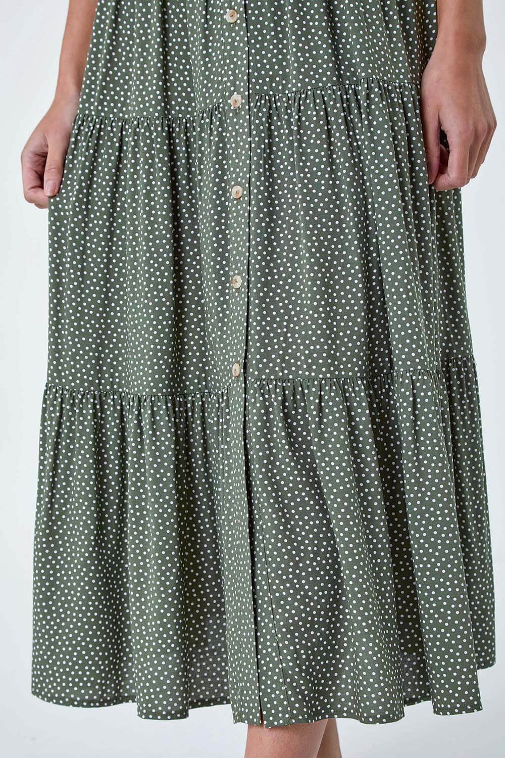KHAKI Petite Polka Dot Midi Shirt Dress, Image 5 of 5