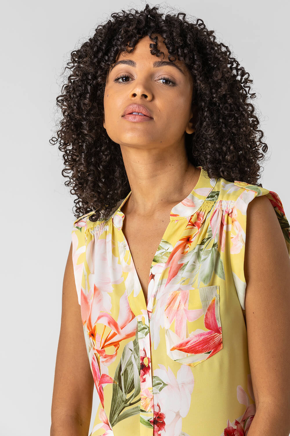 Yellow Floral Print Tunic Top , Image 4 of 4
