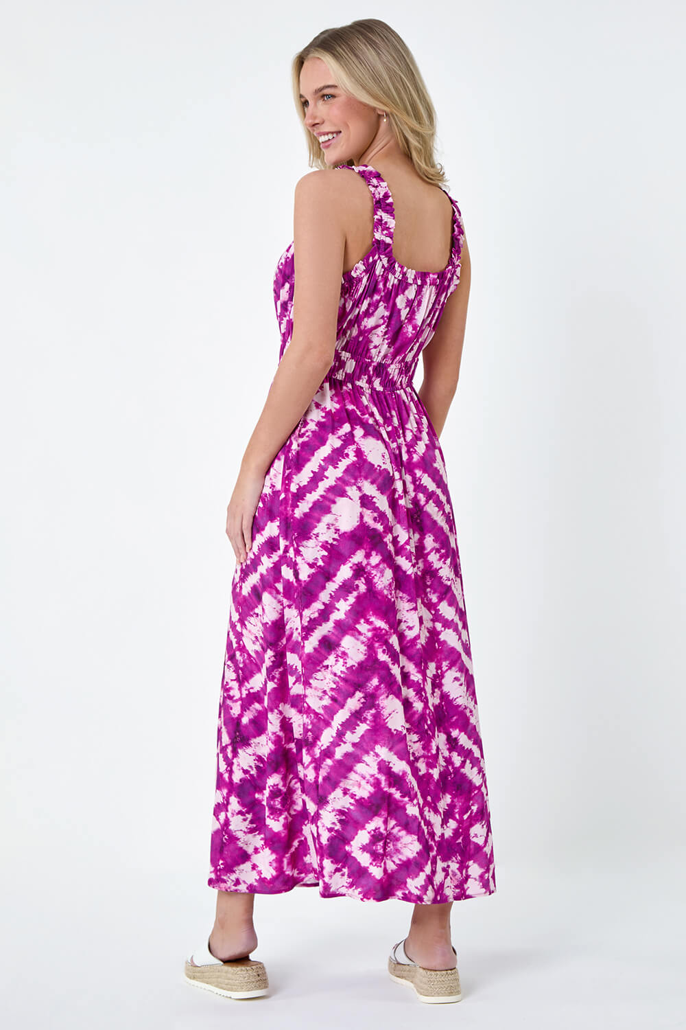 Aubergine Petite Tie-Dye Print Midi Dress, Image 3 of 5