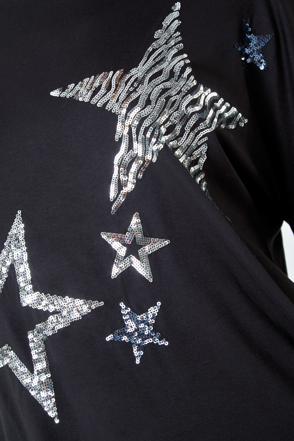 Silver Sequin Star Print Tunic Stretch Top , Image 5 of 5