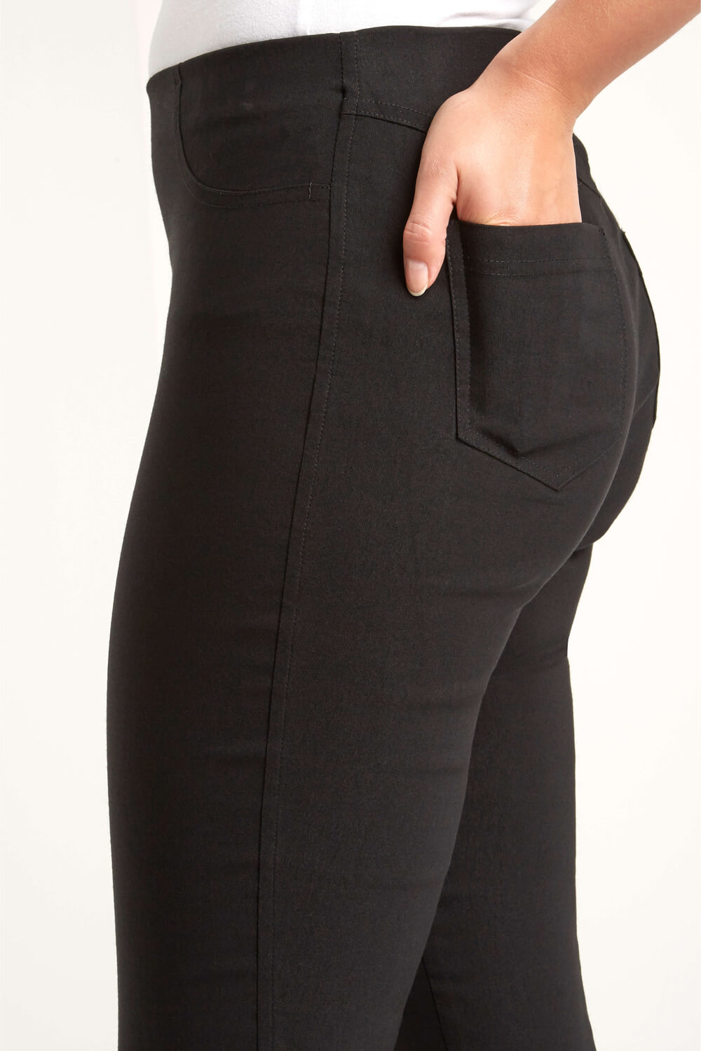 Black 3/4 Length Stretch Trouser, Image 4 of 5