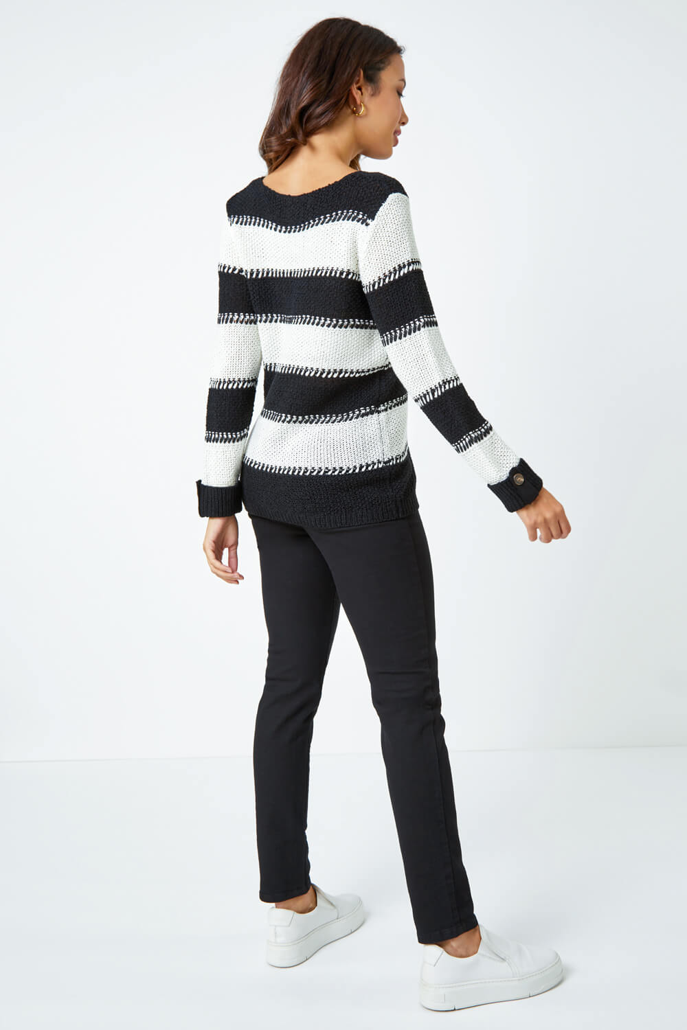 Black Knitted Stripe Jumper, Image 3 of 5