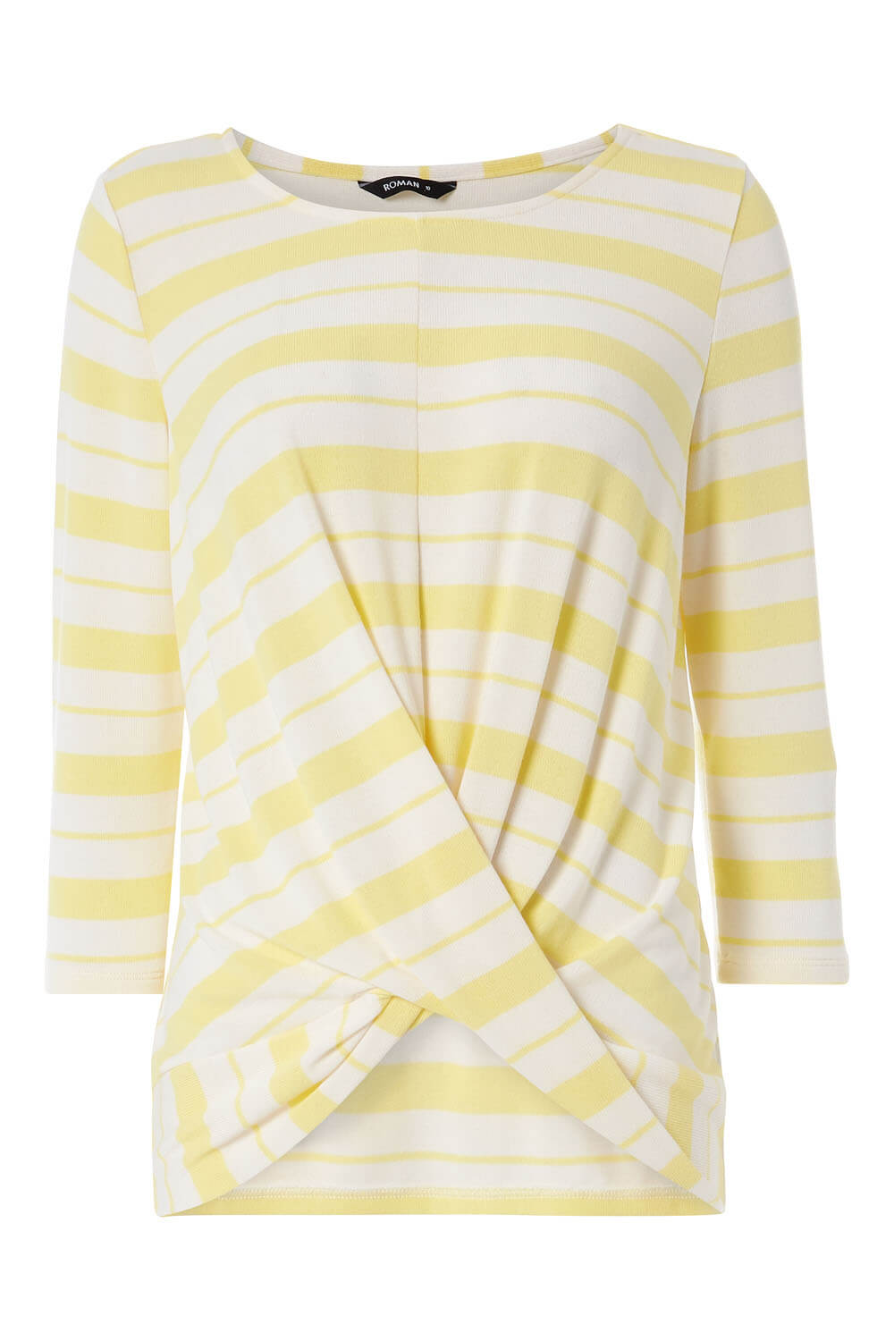 Yellow Abstract Stripe Twist Front Top, Image 5 of 5