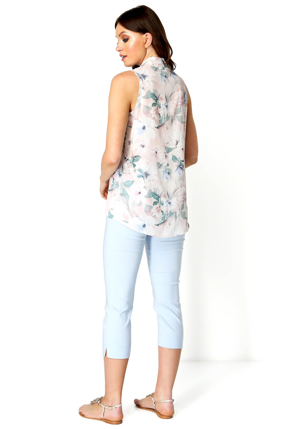 Light Pink  Floral Pleat Front Top, Image 3 of 8