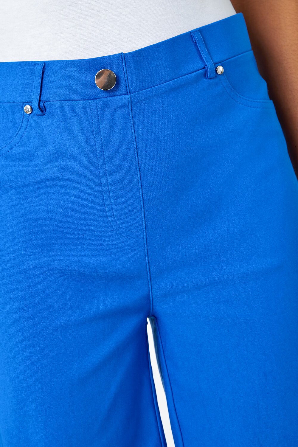 Bright Blue Turn Up Stretch Shorts, Image 4 of 5