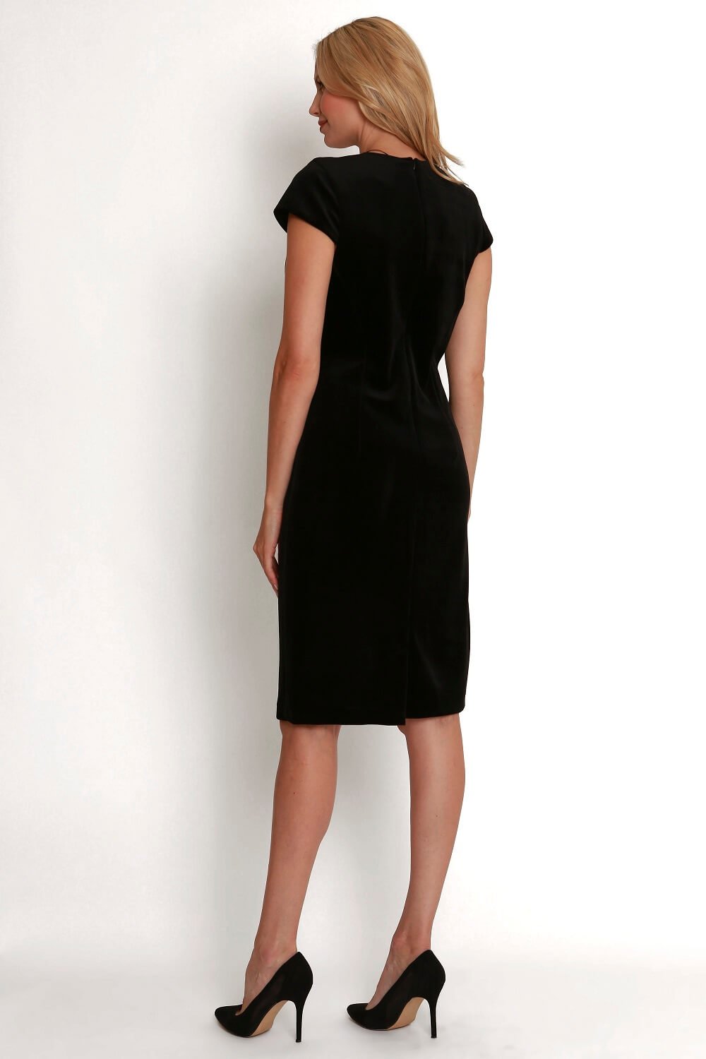 Black Julianna Velvet Shift Dress, Image 3 of 3