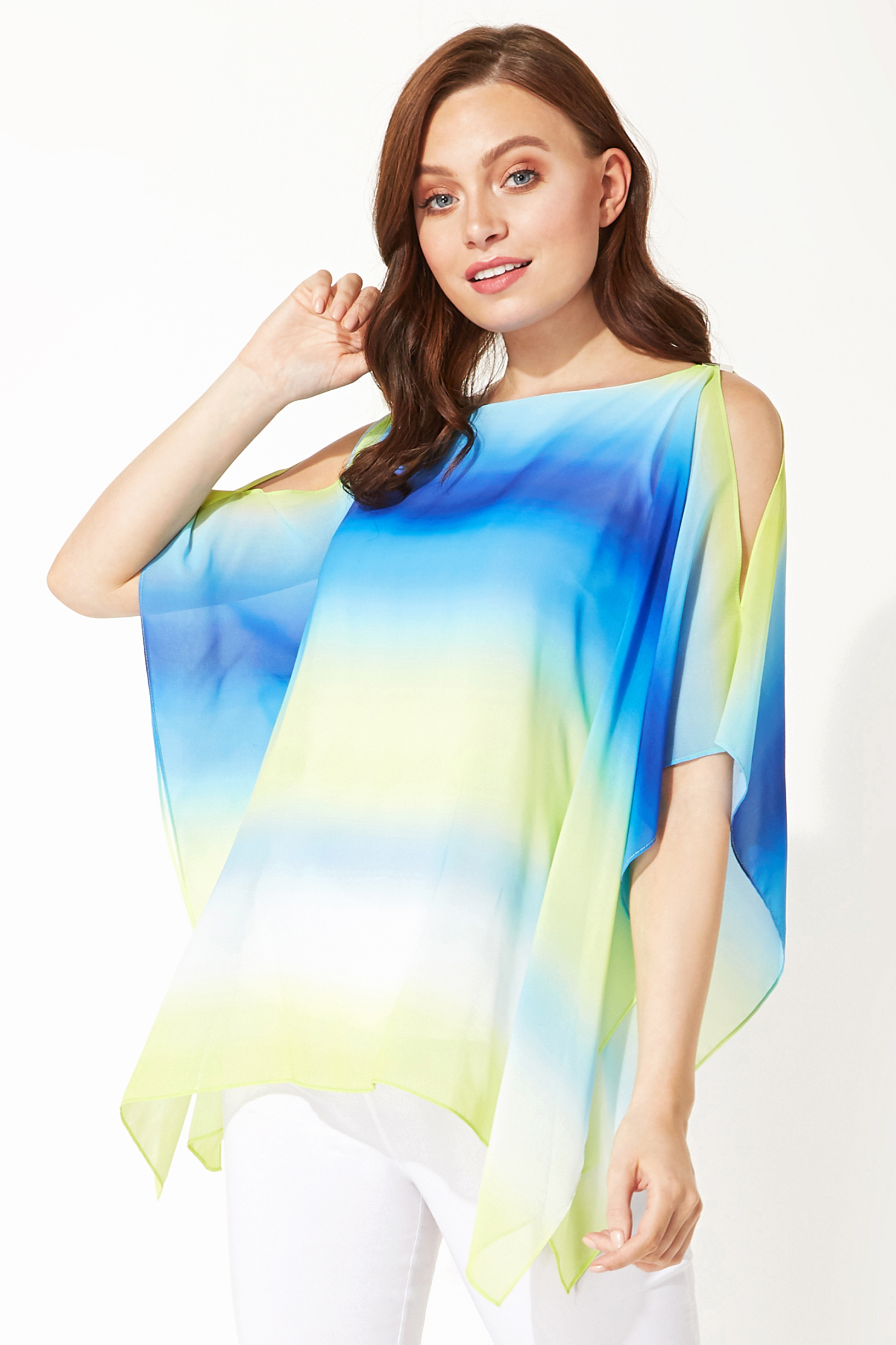 Ombre Cold Shoulder Overlay Top