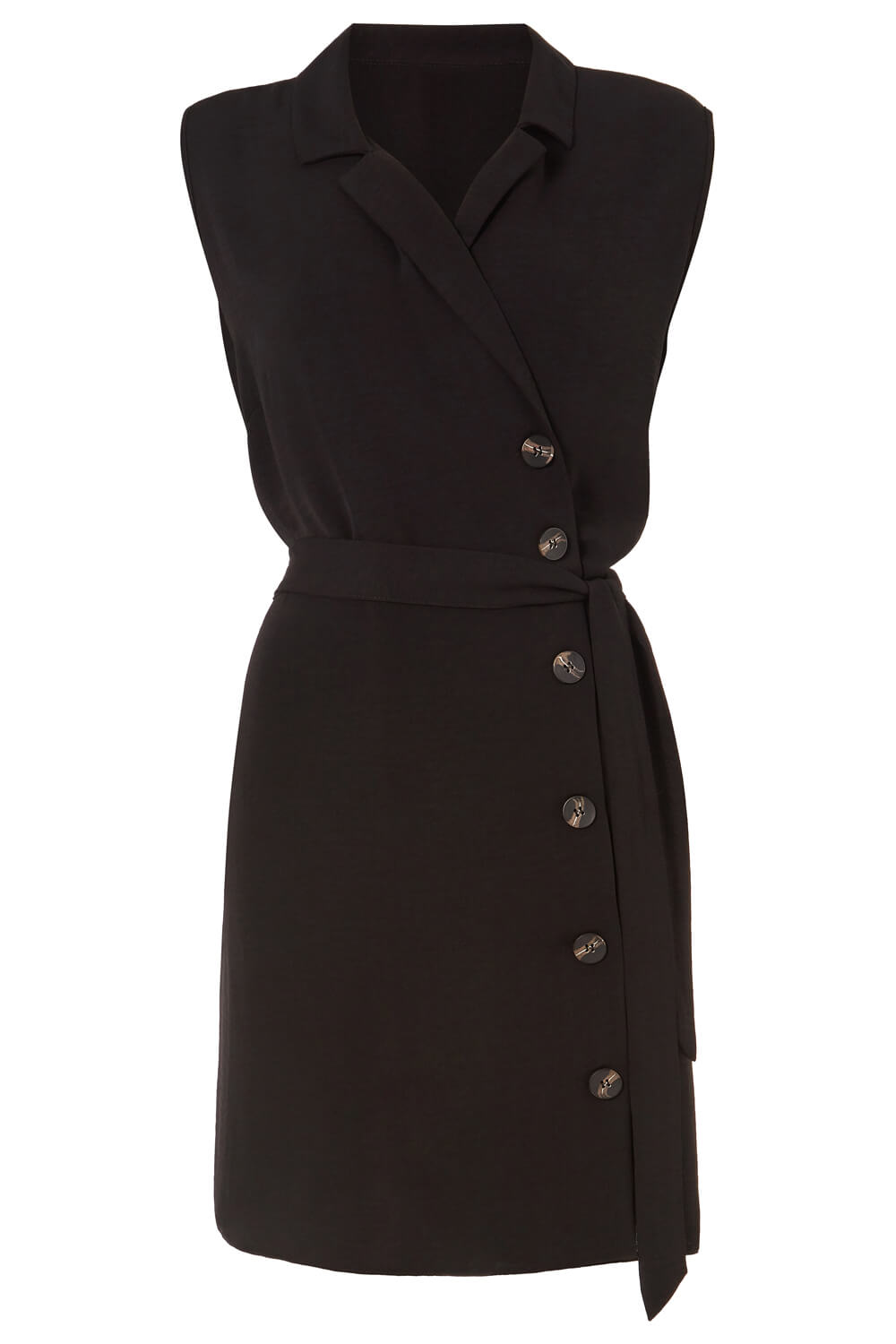 Black Side Button Wrap Dress, Image 5 of 5