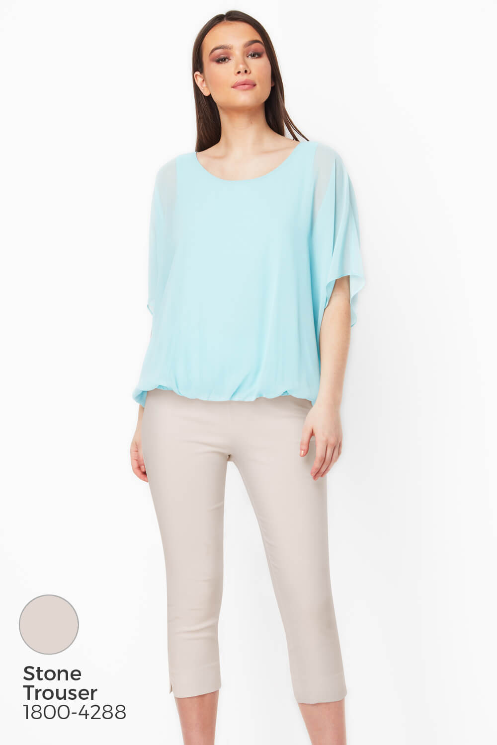 Turquoise Bubble Hem Top, Image 7 of 8