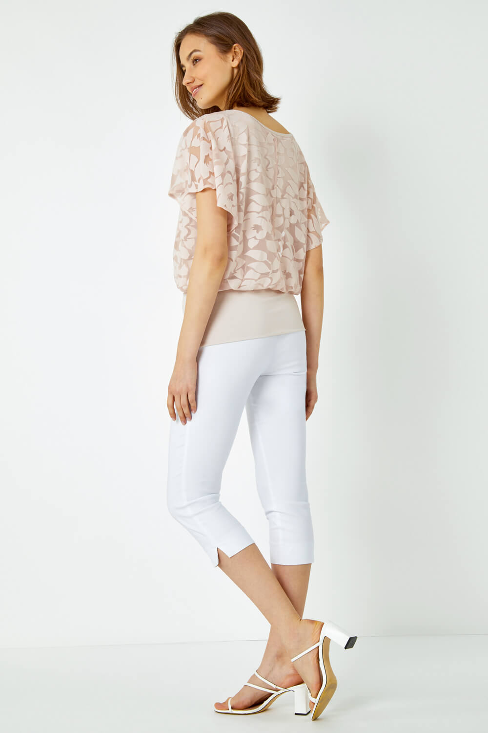 Stone Textured Floral Blouson Stretch Top, Image 3 of 5