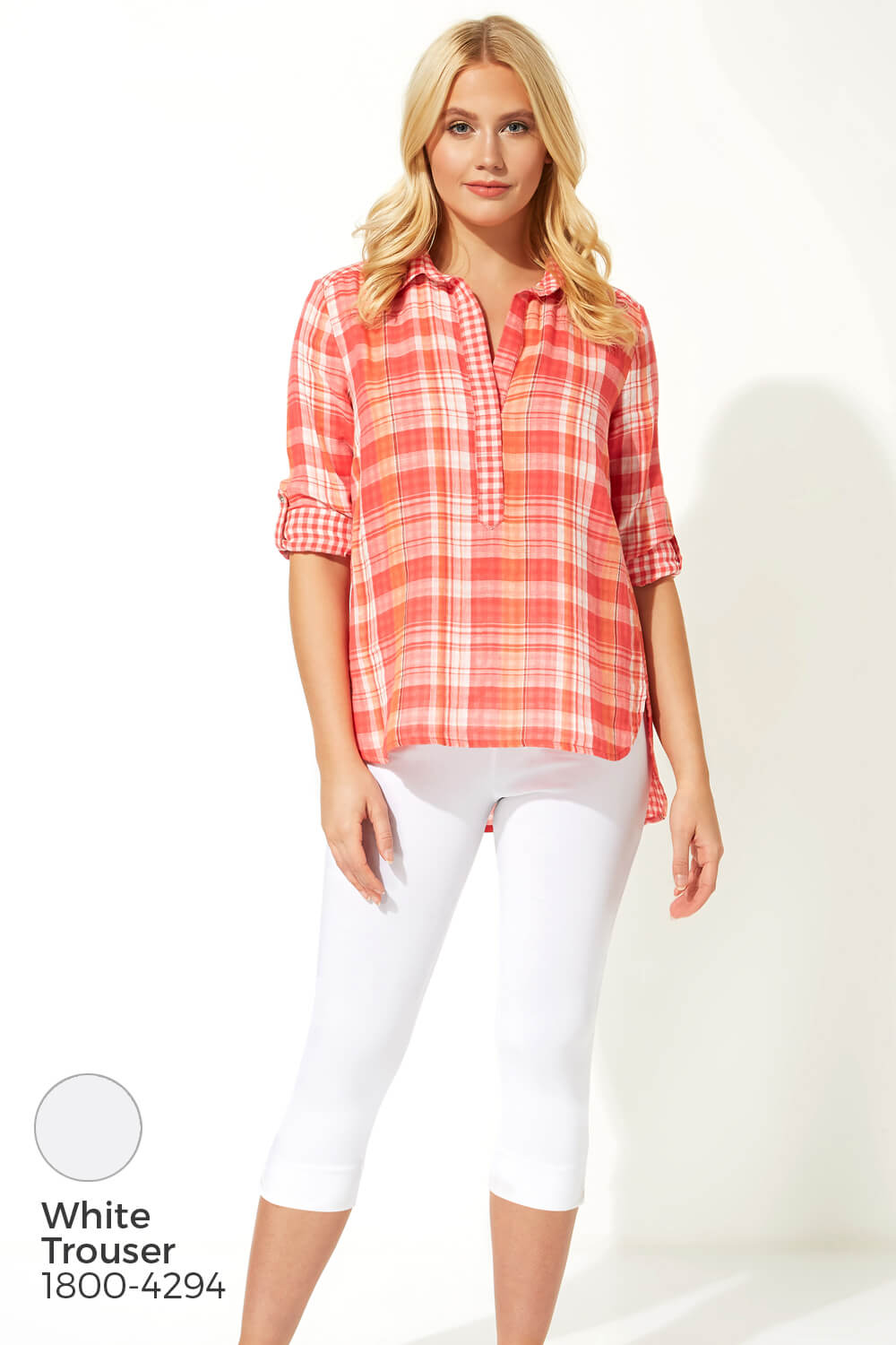 CORAL Contrast Check Print Overshirt, Image 9 of 9
