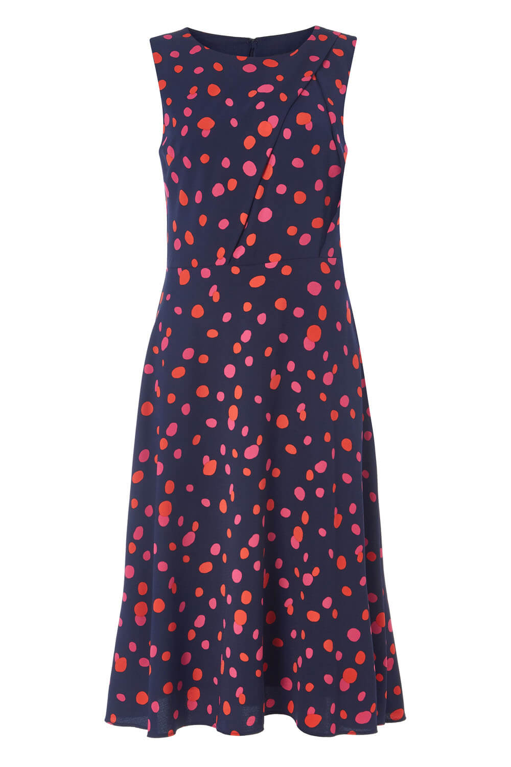 Navy  Polka Dot Fit and Flare Dress, Image 5 of 5