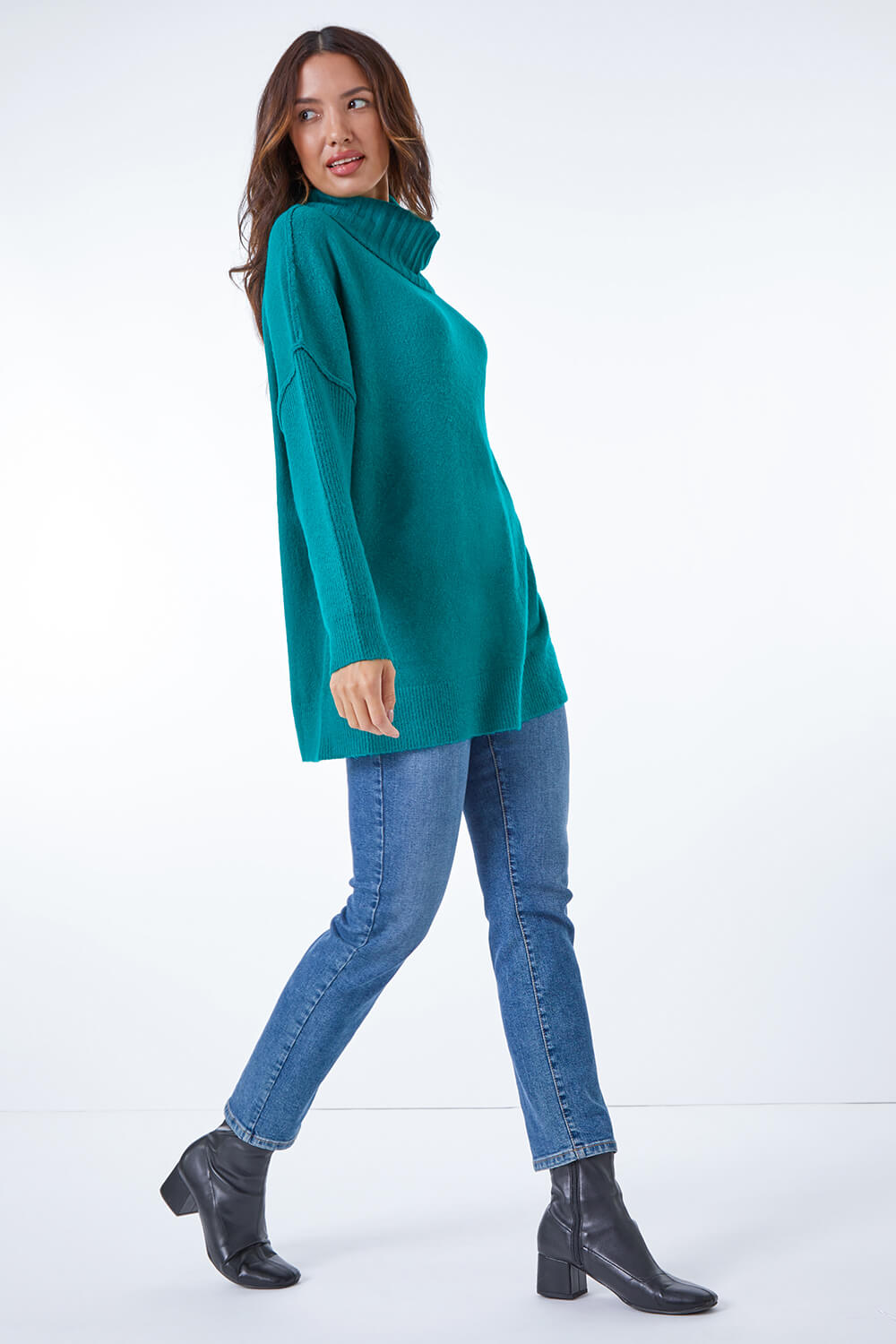 Jade Relaxed Roll Neck Jumper , Image 3 of 5