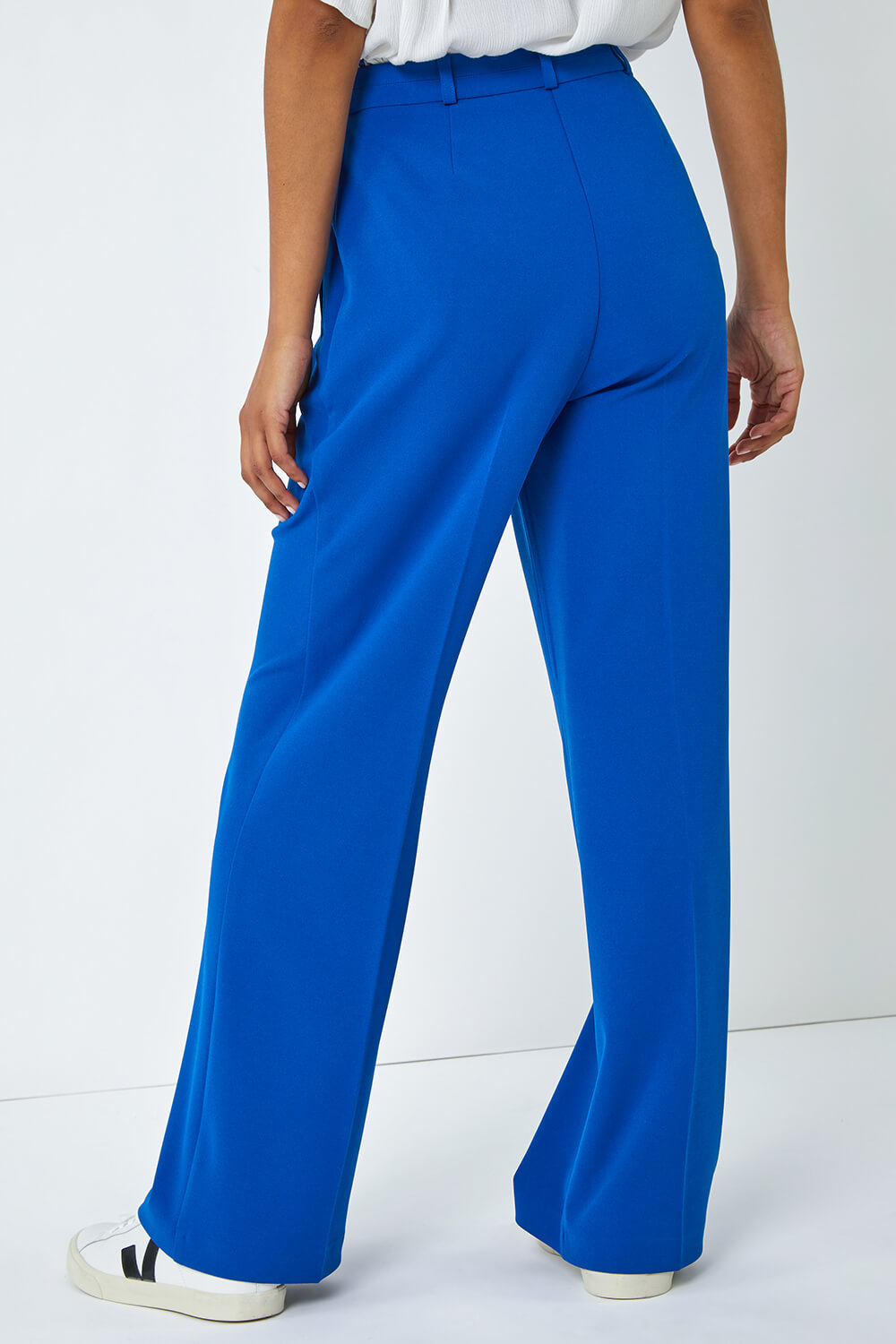 Royal Blue Wide Leg Premium Stretch Trousers, Image 4 of 5