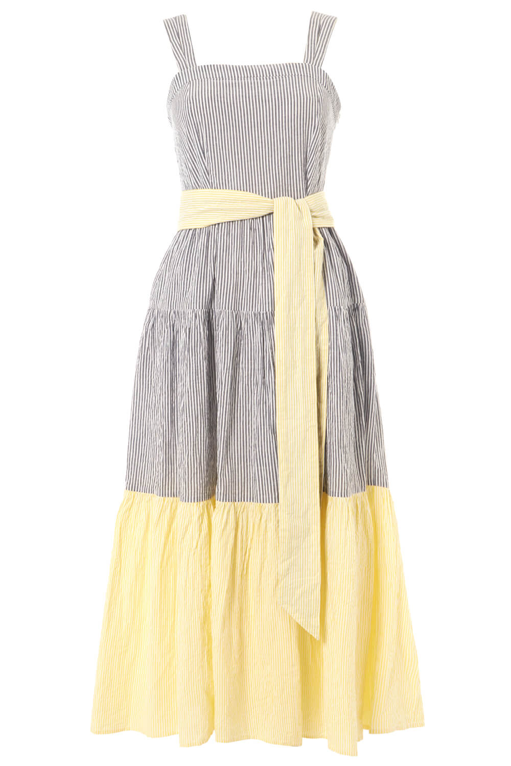 Yellow Stripe Tiered Midi Dress, Image 5 of 5