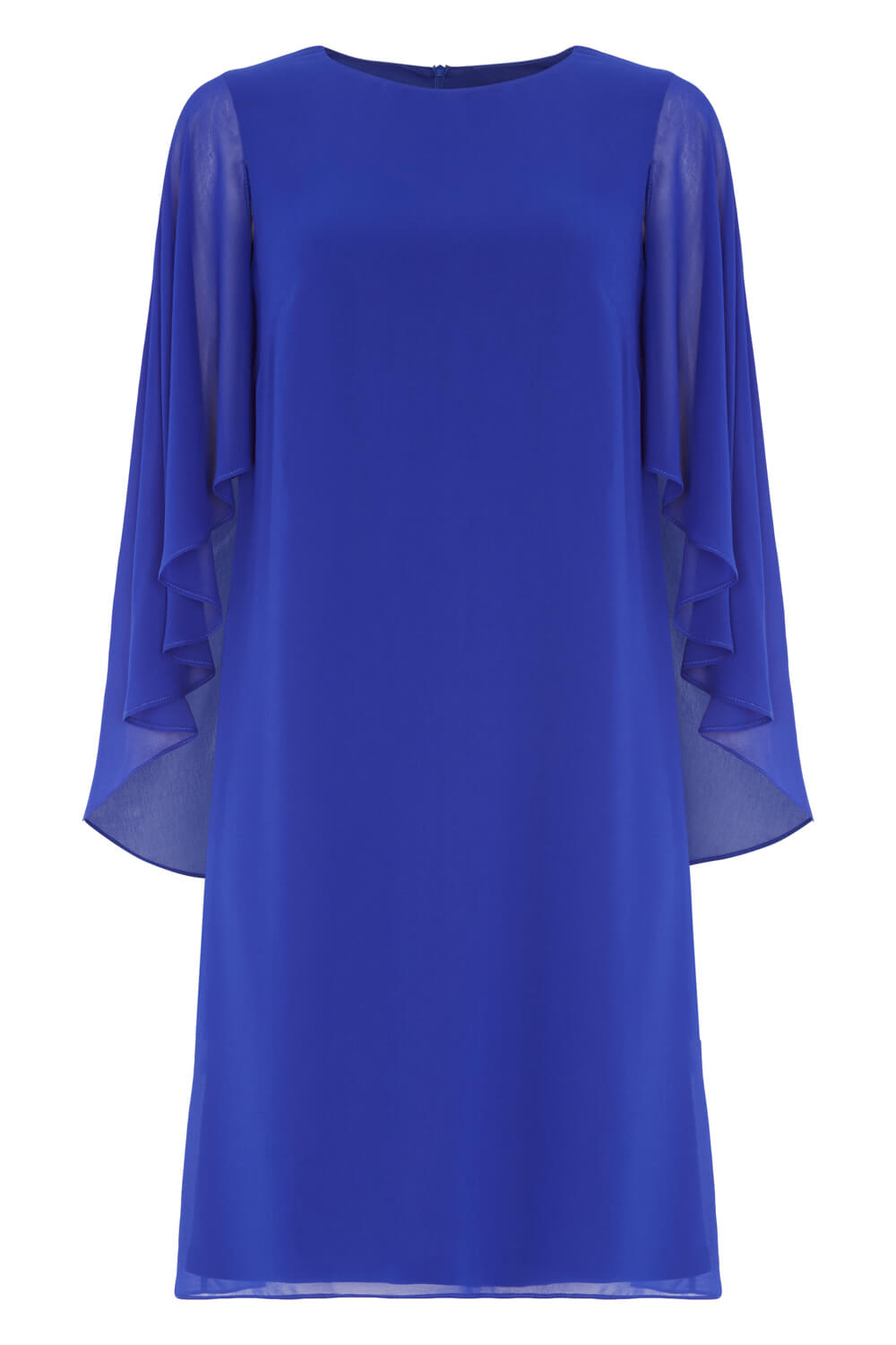 Chiffon Cape Sleeve Dress in Royal Blue - Roman Originals UK