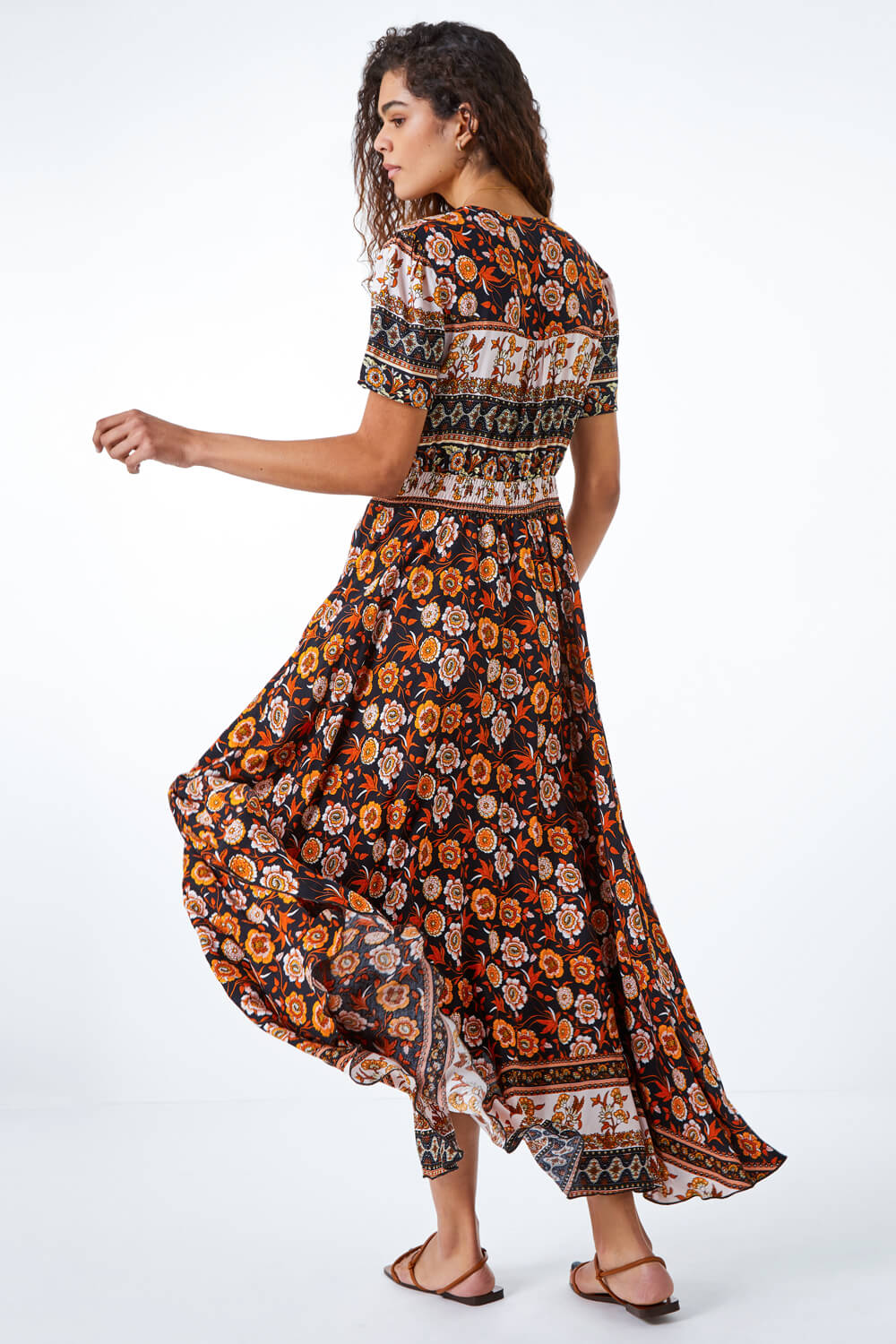Amber Floral Print Shirred Waist Maxi Dress, Image 3 of 5