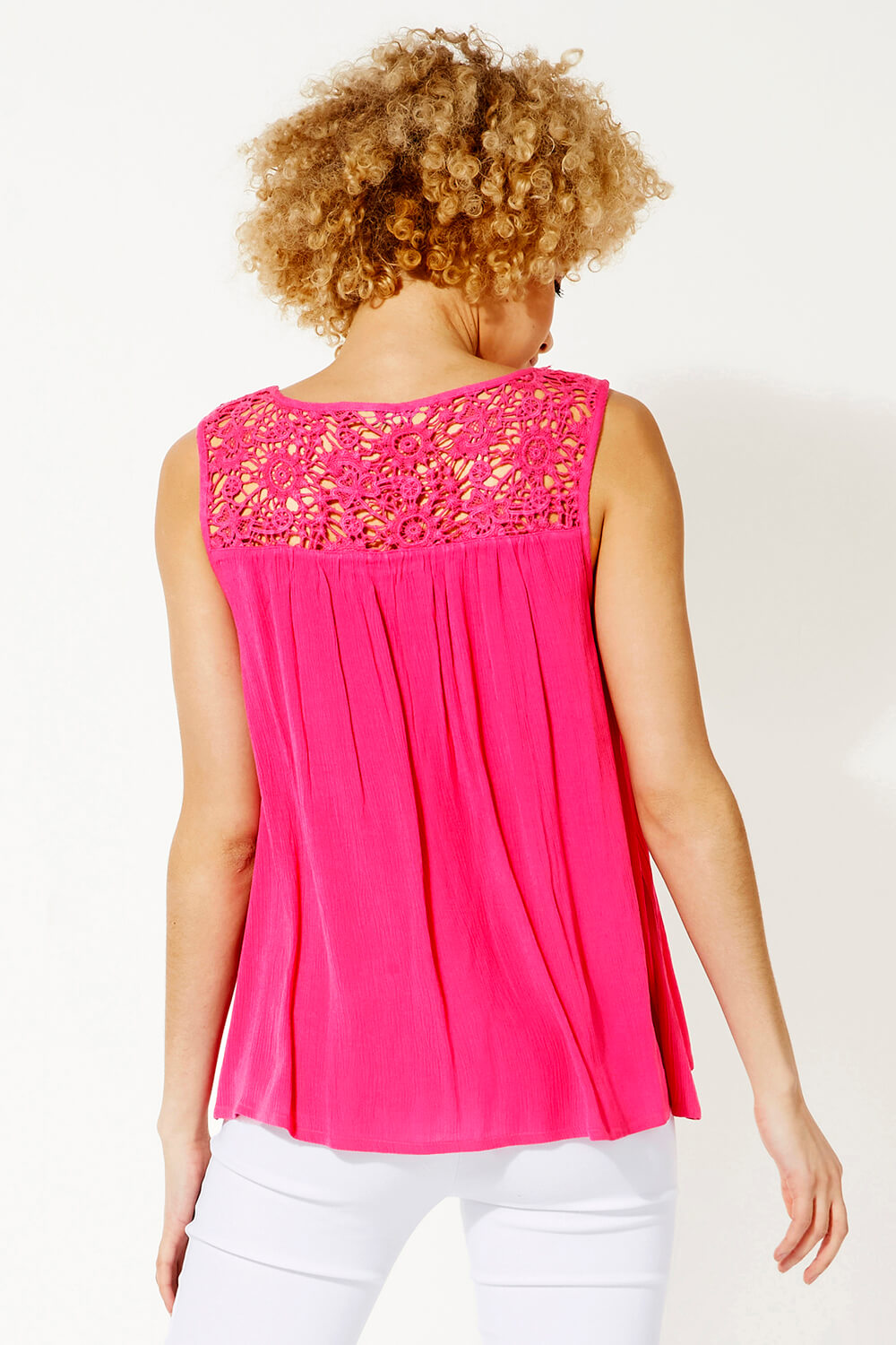 PINK Lace Back Keyhole Detail Top, Image 4 of 5
