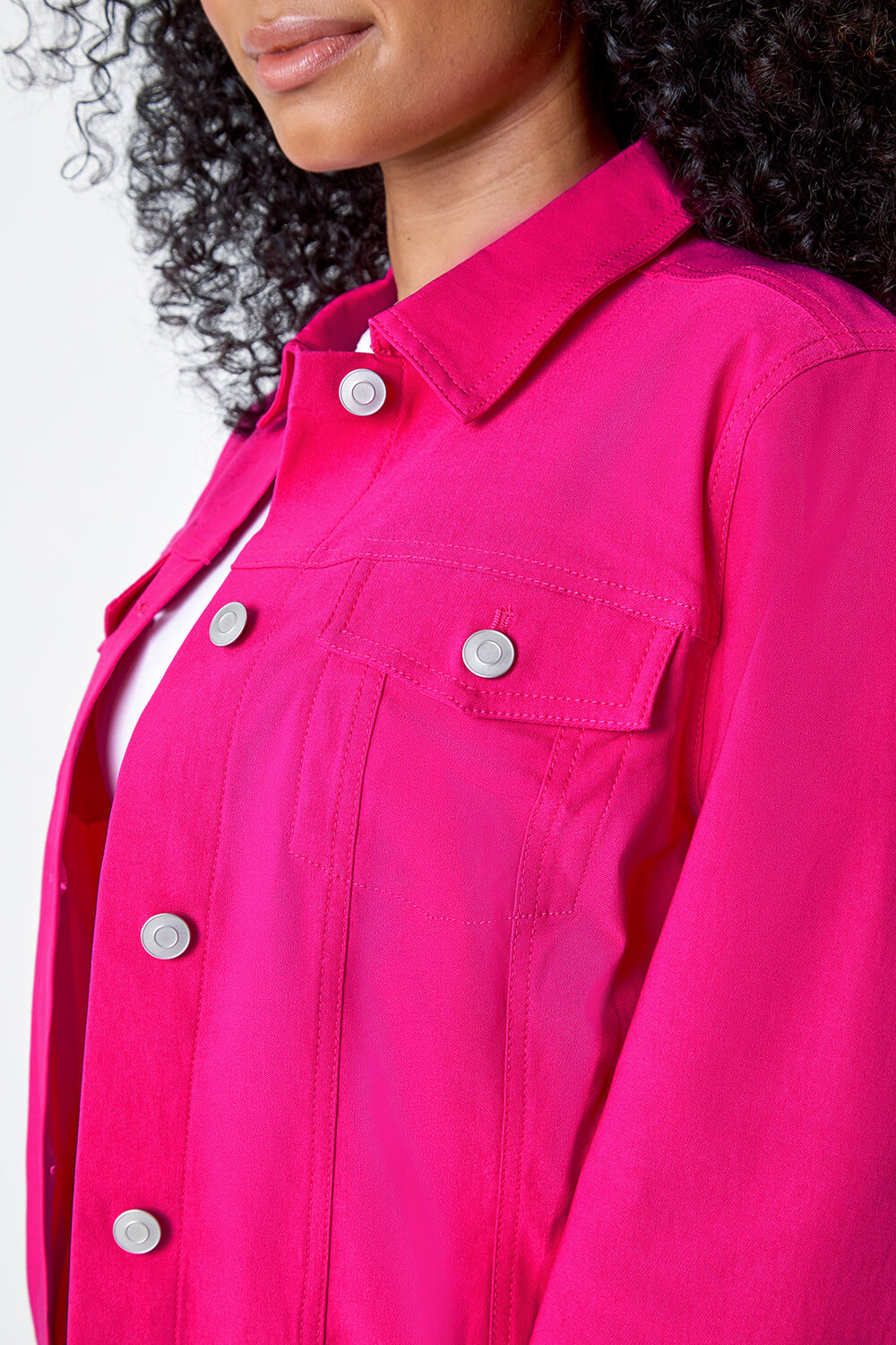 Bright Pink Petite Stretch Pocket Jacket, Image 5 of 5