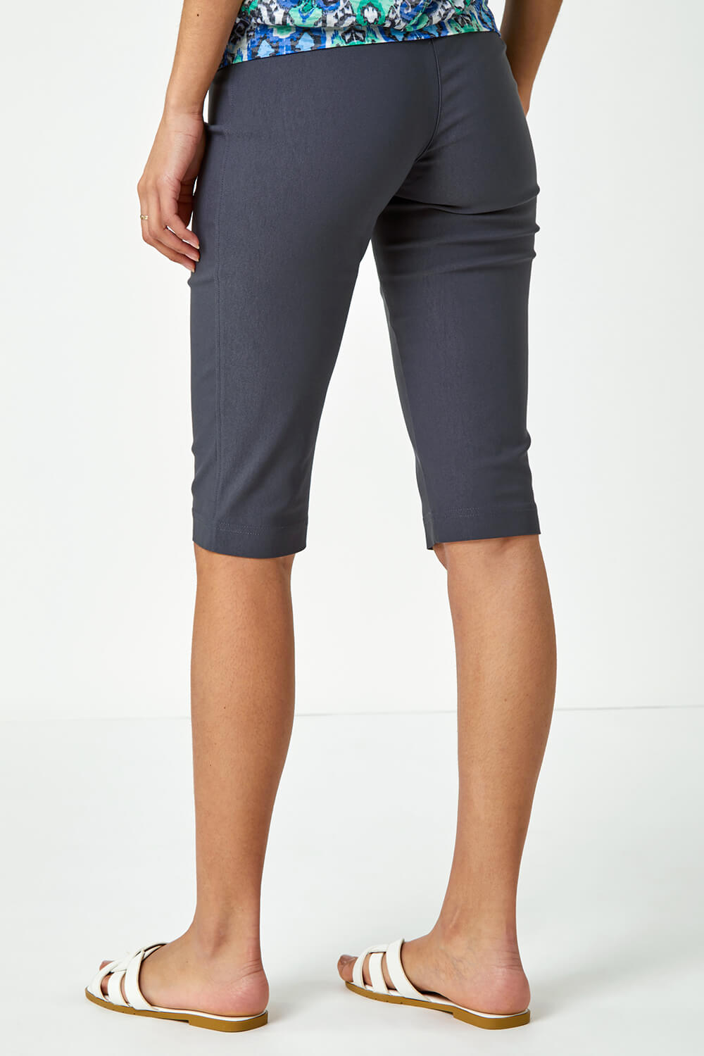 Dark Grey Knee Length Stretch Shorts, Image 3 of 5