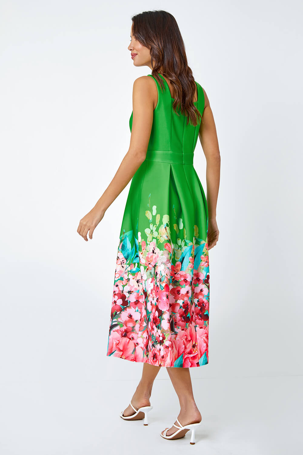 Green Premium Stretch Floral Midi Dress, Image 3 of 5