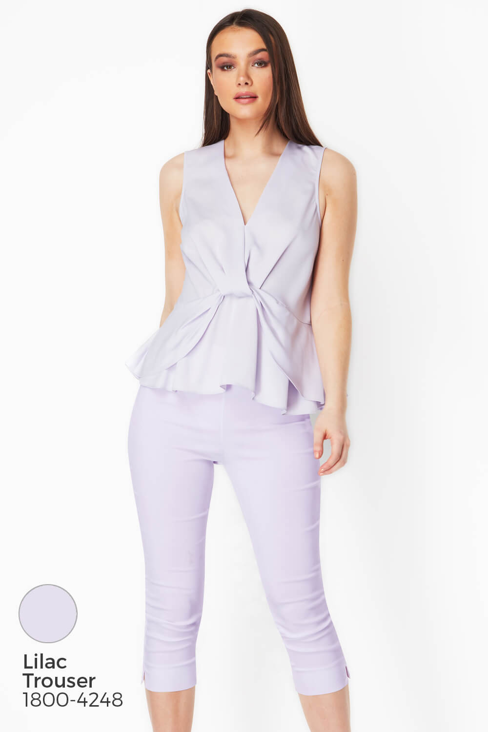 Lilac V-Neck Knot Front Top , Image 8 of 9